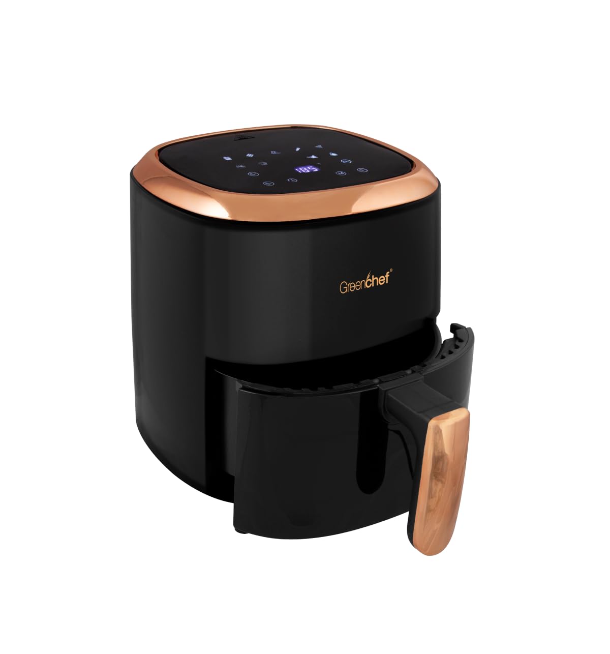 Greenchef Digital Air Fryer Frizzle With Touch Panel, Uses Up To 90% Less Fat, 8 Pre-Set Menu, 1200W, 4.2 Liter (Black), Large