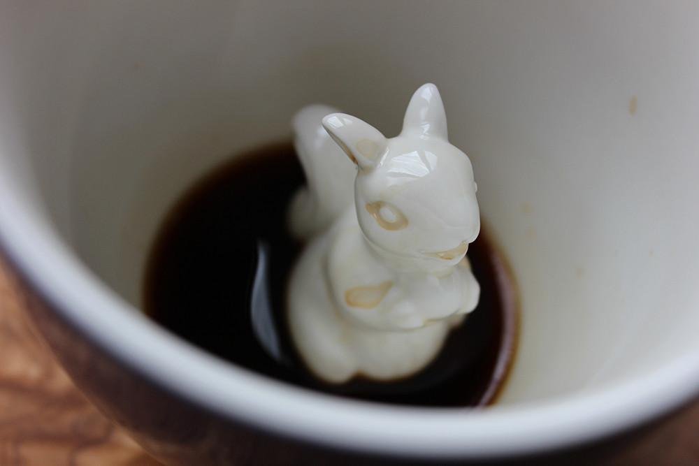 Creature Cups SQUIRREL Ceramic Cup (11 Ounce, Cobalt Blue) - Hidden 3D Woodland Critter Inside Mug Emerges As You Drink - Holida