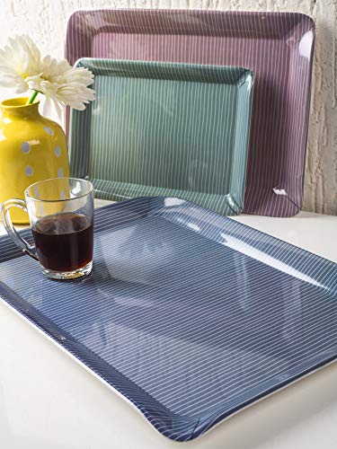 Goodhomes Melamine Serving Tray Set ( Set Of 3 Trays) Mt114, Rectangular (Multicolor)