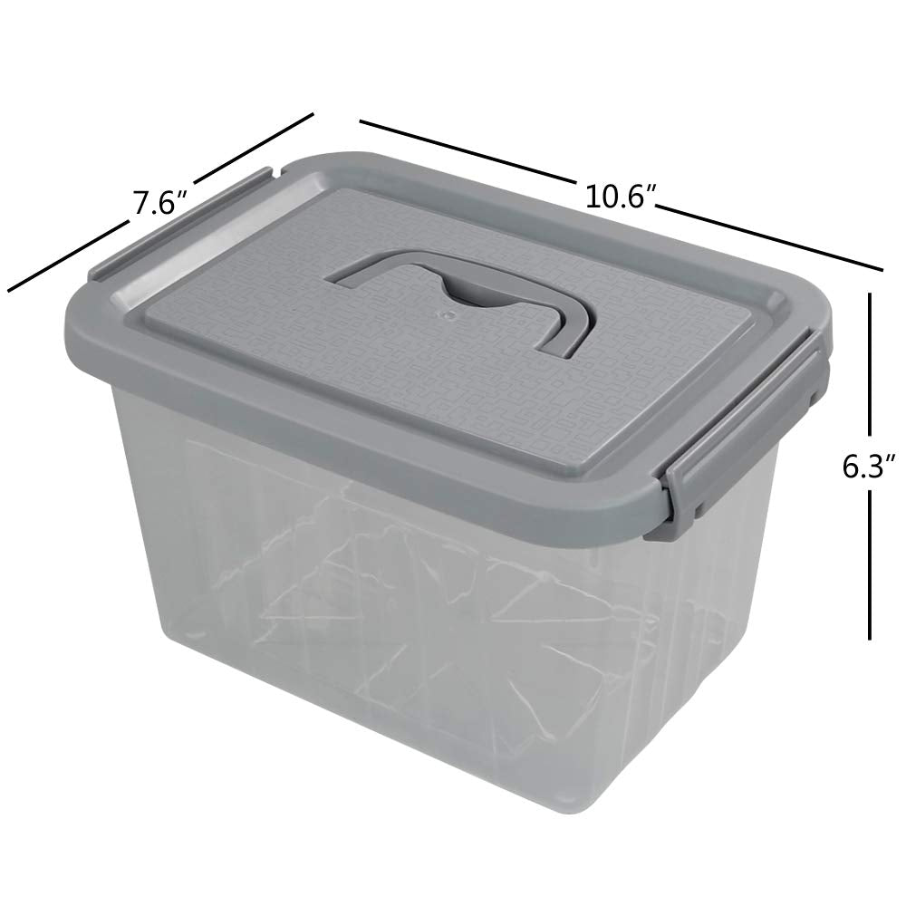 Ggbin 6 Quart Clear Latch Storage Box, 4 Pack Small Organizer Bins With Lids