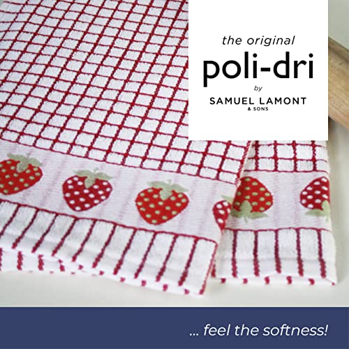 Samuel Lamont Poli-Dri Jacquard Towel White With Red And Strawberries Trim
