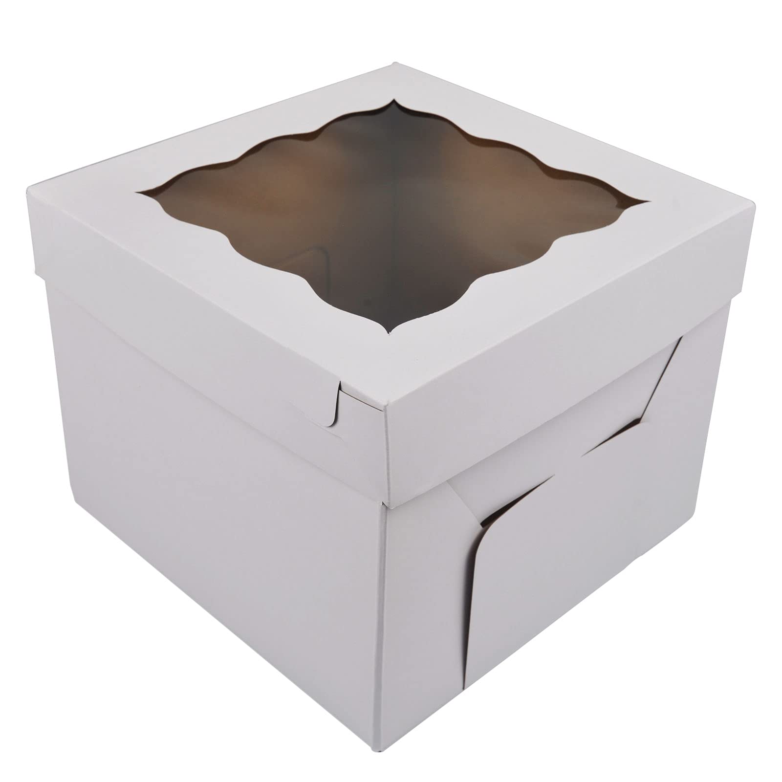 Kbg Cake Boxes 10Pcs 10X10X10 Inches With Window Tall Cake Box For Tier Cakes For Wedding Birthday Transport,Sturdy White Bakery