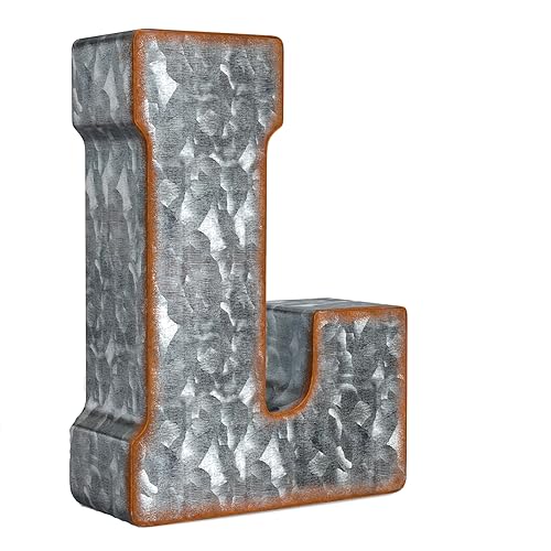 Galvanized Metal Letters For Wall Decor - 3D Letter L For Hanging Or Freestanding - Unique Blend Of Rustic, Vintage, Western, An