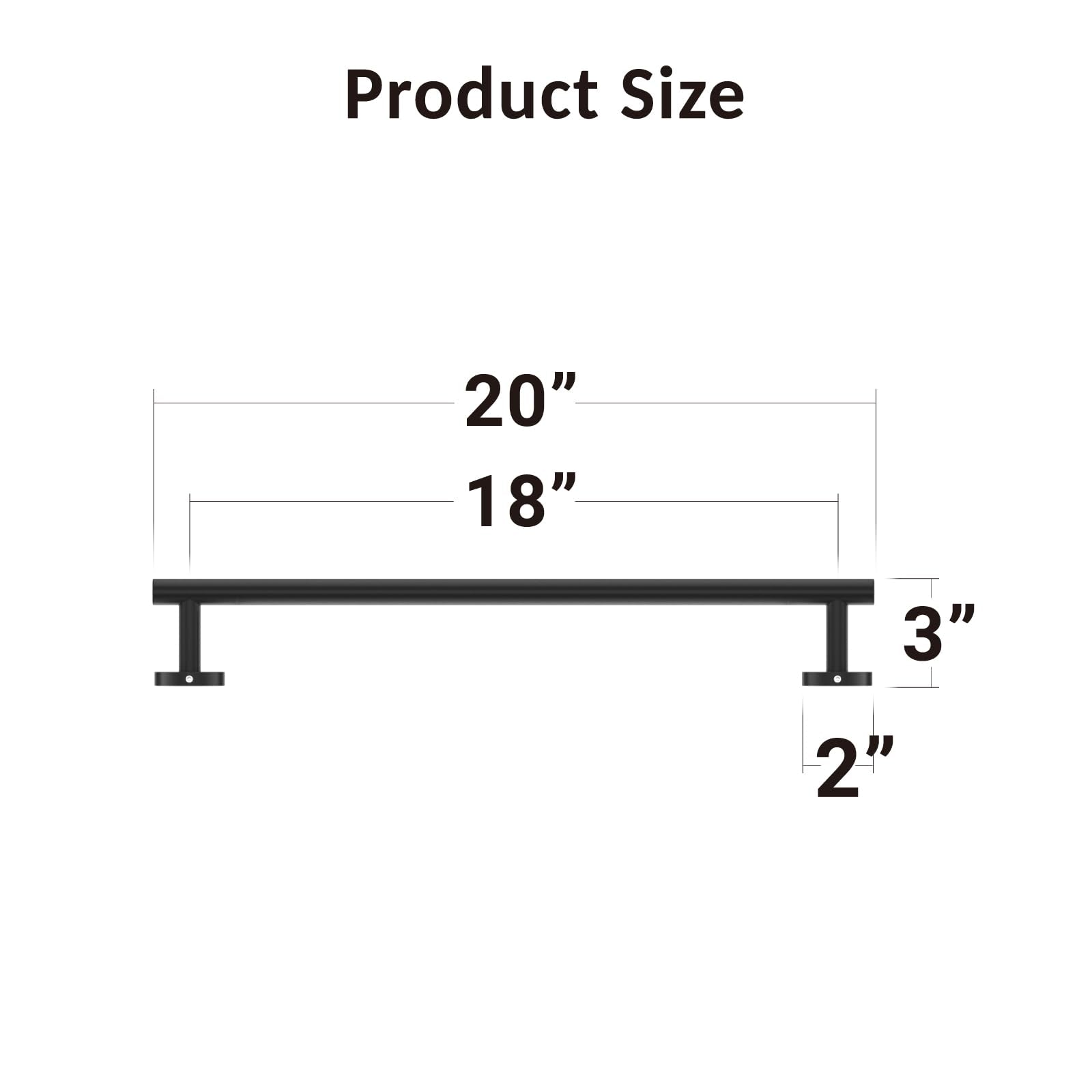 Luxbaro 18 Inch Matte Black Towel Bar, Thicken Towel Rack For Bathroom Wall, Sus304 Stainless Steel Towel Rod, Modern Home Decor
