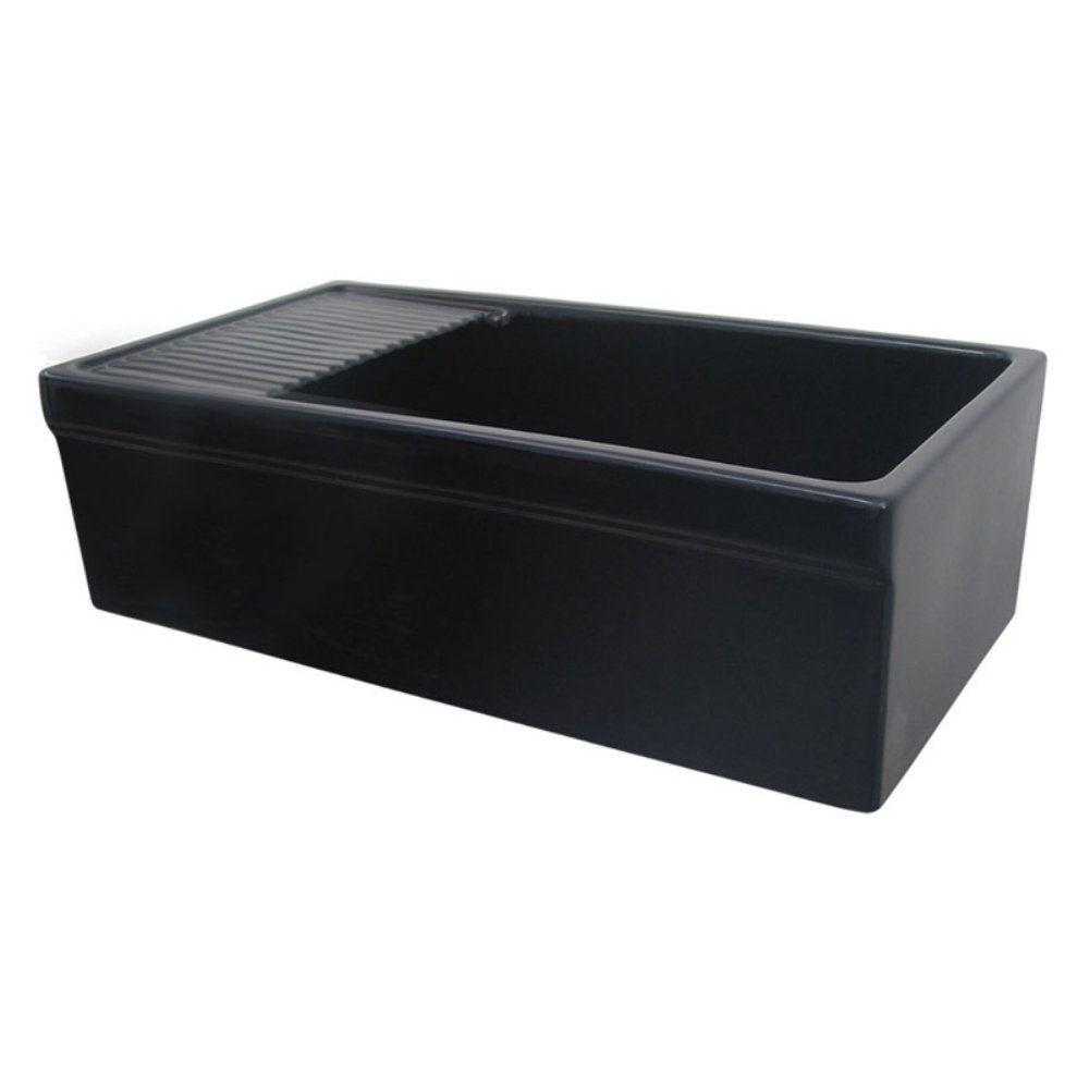 Whitehaus Collection Whqd540-Black Quatro Alcove Kitchen, Fireclay, Front Apron Sink, Glossy, Black