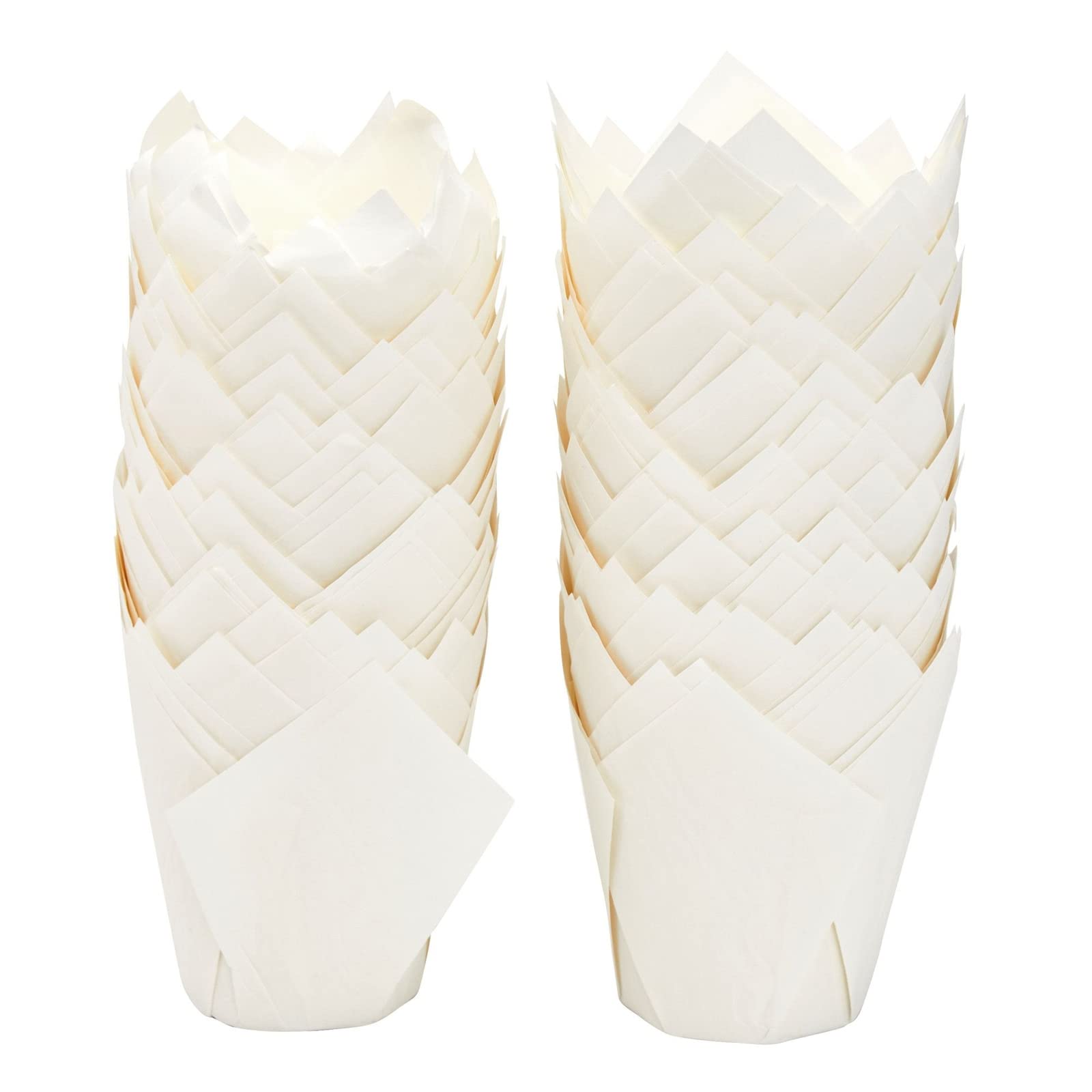 Juvale 100-Pack White Tulip Cupcake Liners For Wedding, Birthday Party, Parchment Paper Baking Cups And Muffin Wrappers For Baby