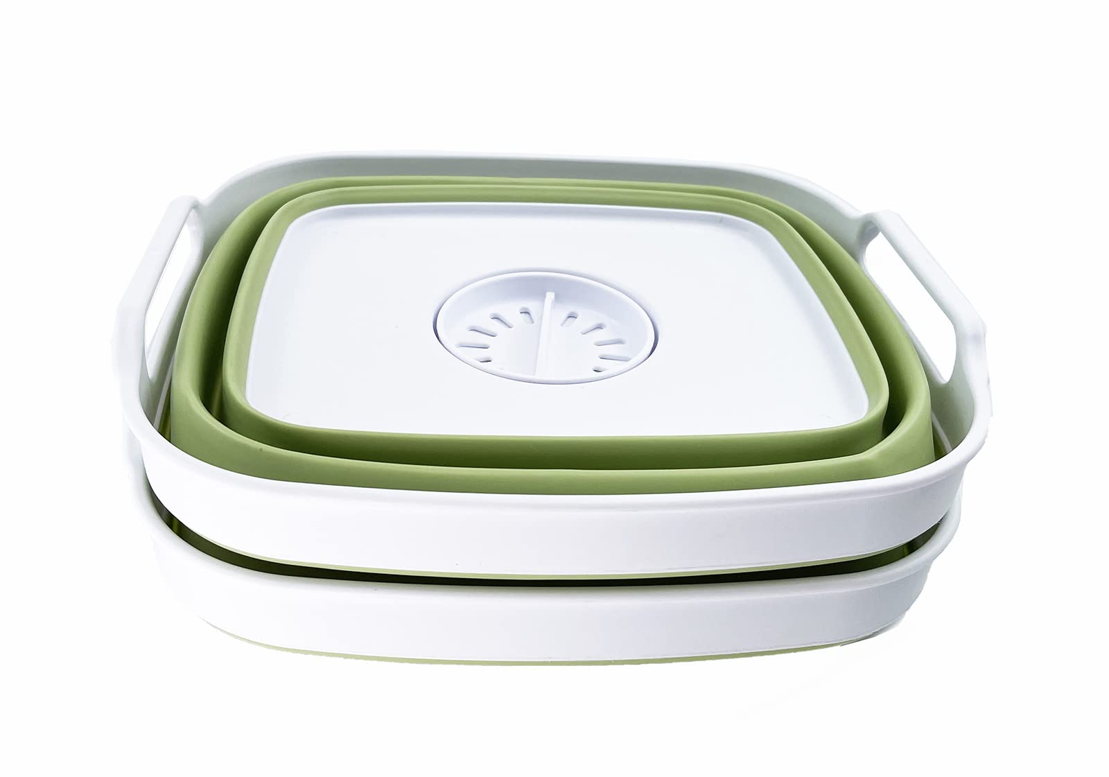 Sammart 7.5L (2 Gallons) Collapsible Plastic Dishpan With Draining Plug - Portable Washing Basin - Foldable Washing Tub - Pop Up
