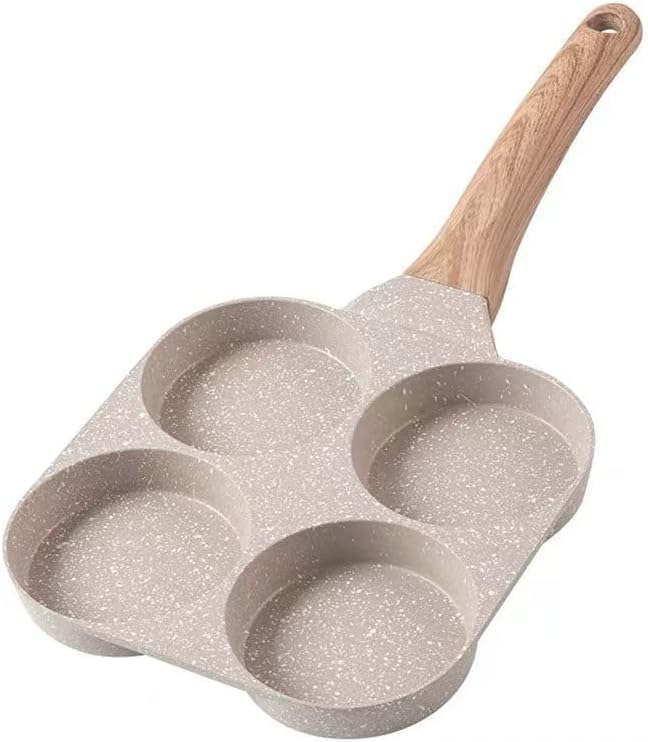 Chaoduole 4Cup Nonstick Egg Pan, Egg Frying Pan for Gas Stove and Induction Cooker (White, 4Cup 7.3 inch)