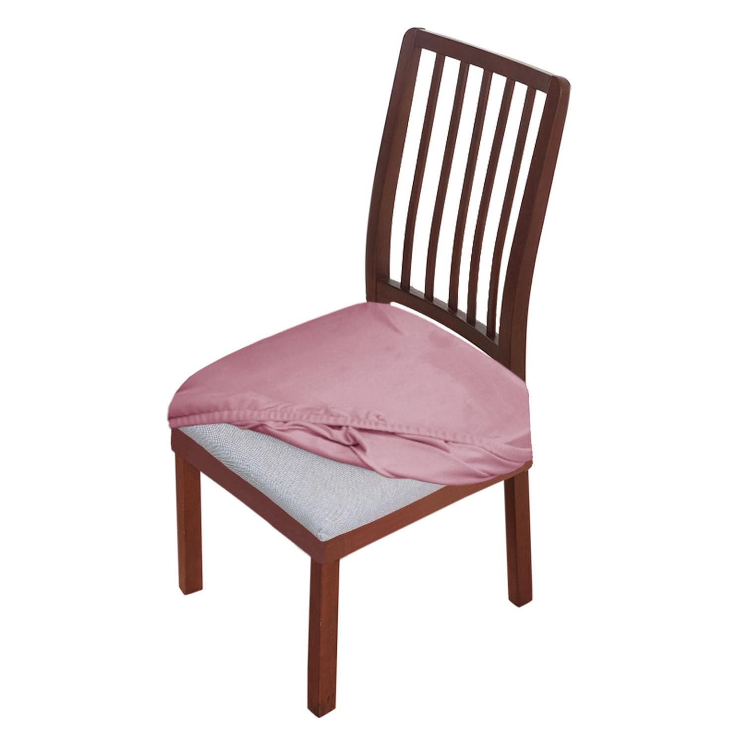 Hokipo Original Velvet Seat Cover For Chair, Stretch Fitted, Removable Washable Furniture Protector Slipcovers, Set Of 6, Pink (