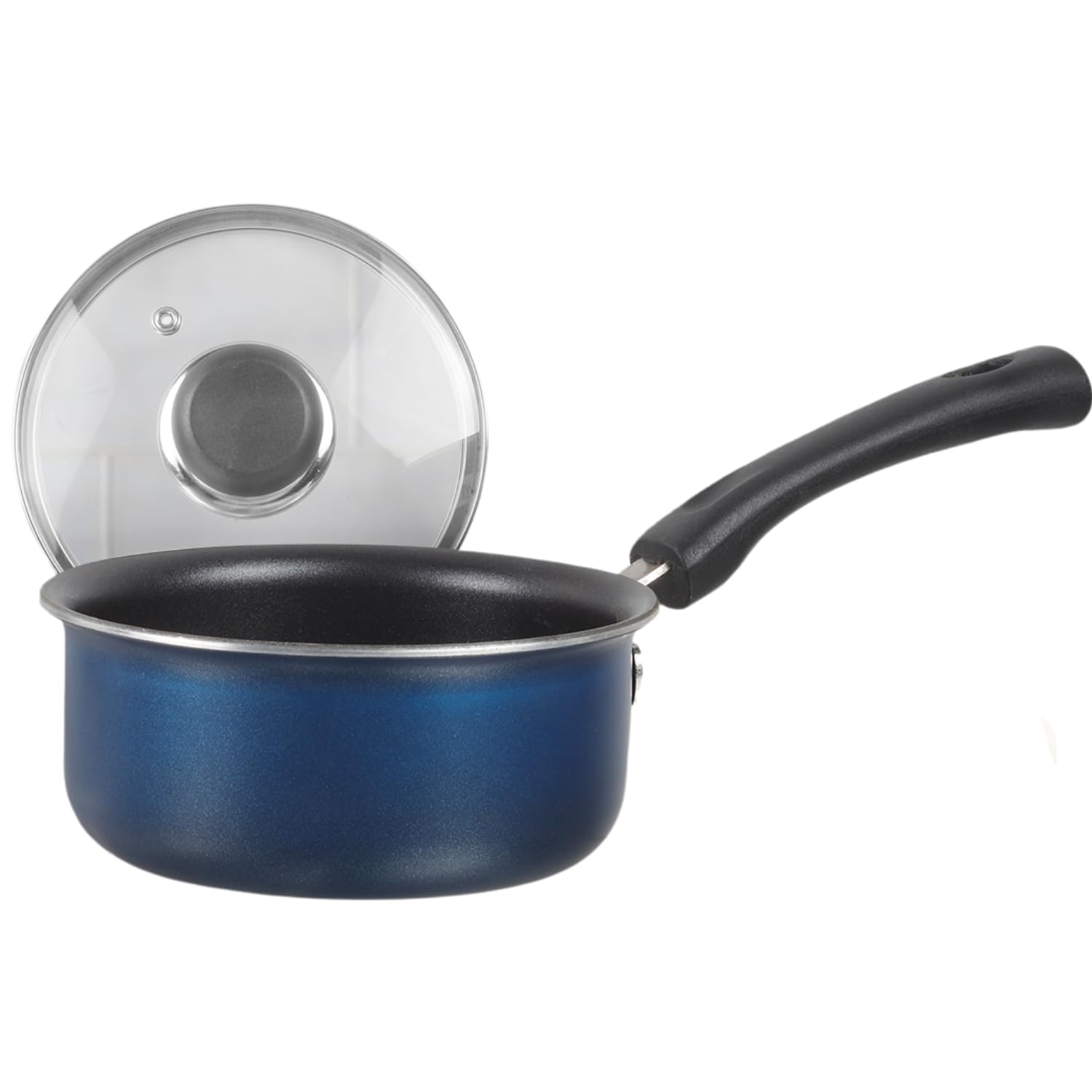 Vinod Zest Aluminium Non Stick Saucepan With Glass Lid  1.4 Litre, 14Cm | Milk/Tea Pan | Sauce Pot With Lid | 3Mm Thick | 3 Lay