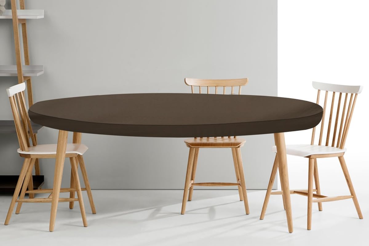 The Furnishing Tree Elastic Oval Dining Table Cover Wxl 35X63 In Inches Polyester Beige