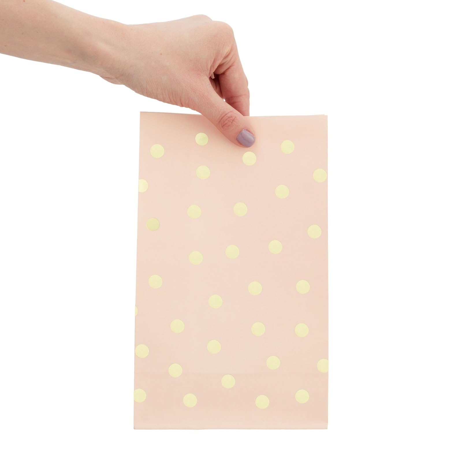 Blue Panda 24 Pack Gold Foil And Pink Paper Bags For Kids Birthday, Girls Baby Shower, Wedding Themed Party Favors (5.5 X 8.6 X
