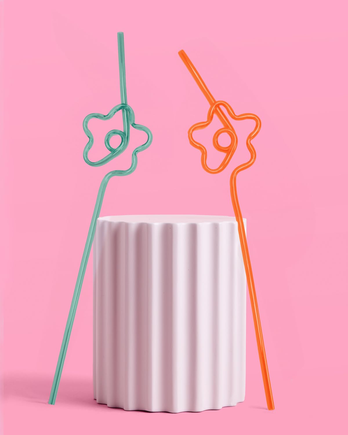 Xo, Fetti Rainbow Flower Reusable Straw Set - 20 Pc | Rainbow Birthday Party Decorations, Groovy Bachelorette Supplies, Baby Sho
