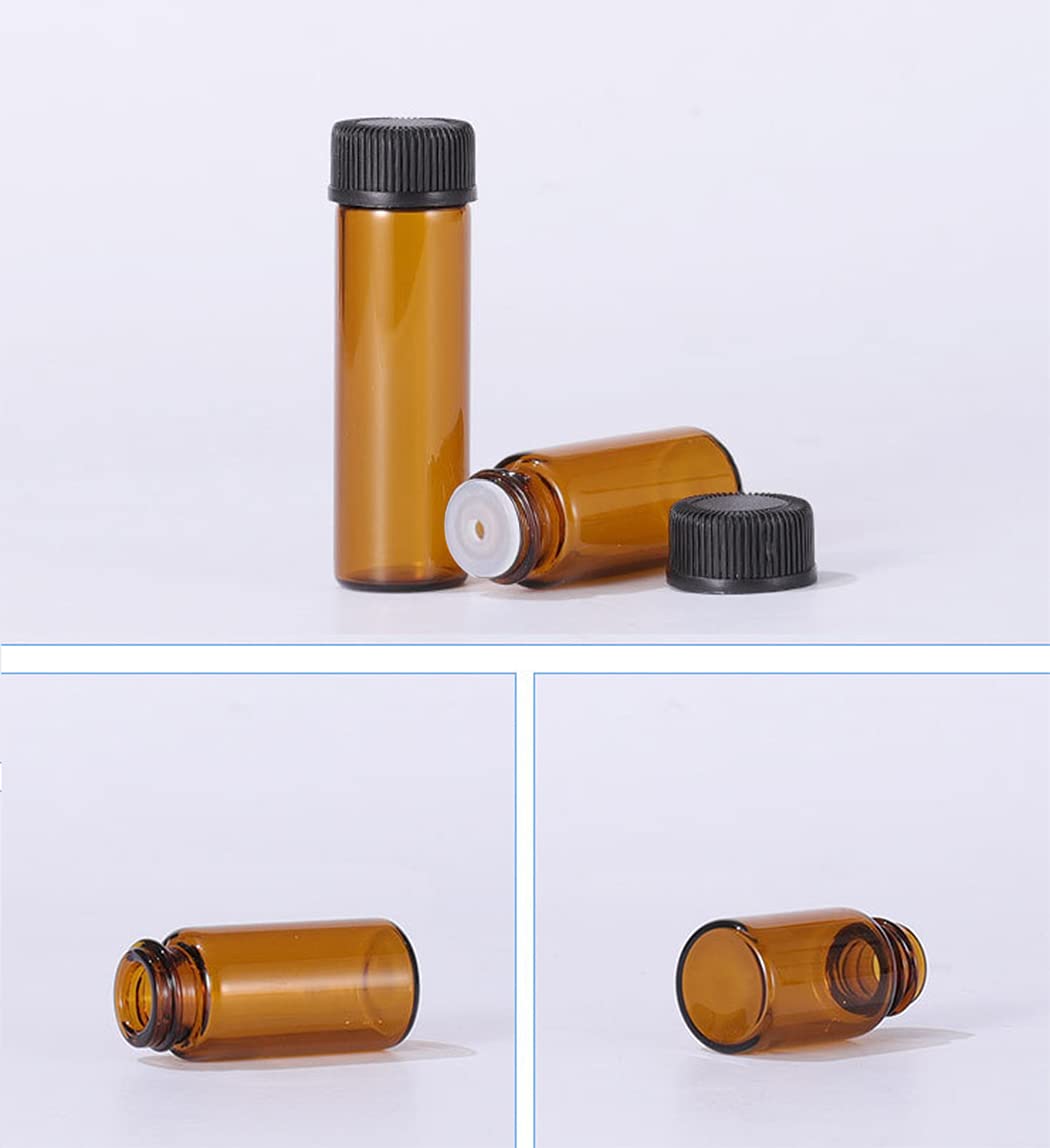 AFMNQZ 50Pack Set 1ML Amber Glass Bottle with Orifice Reducer and Cap Small Essential Oil Vials (1ML)