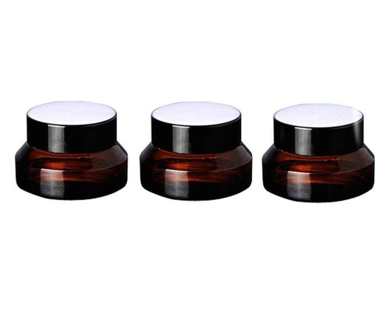 15G/20G/30G Empty Refillable Amber Glasscosmetic Cream Jar Pot Inclined Shoulder Bottle Container With Screw Black Lids For Salv