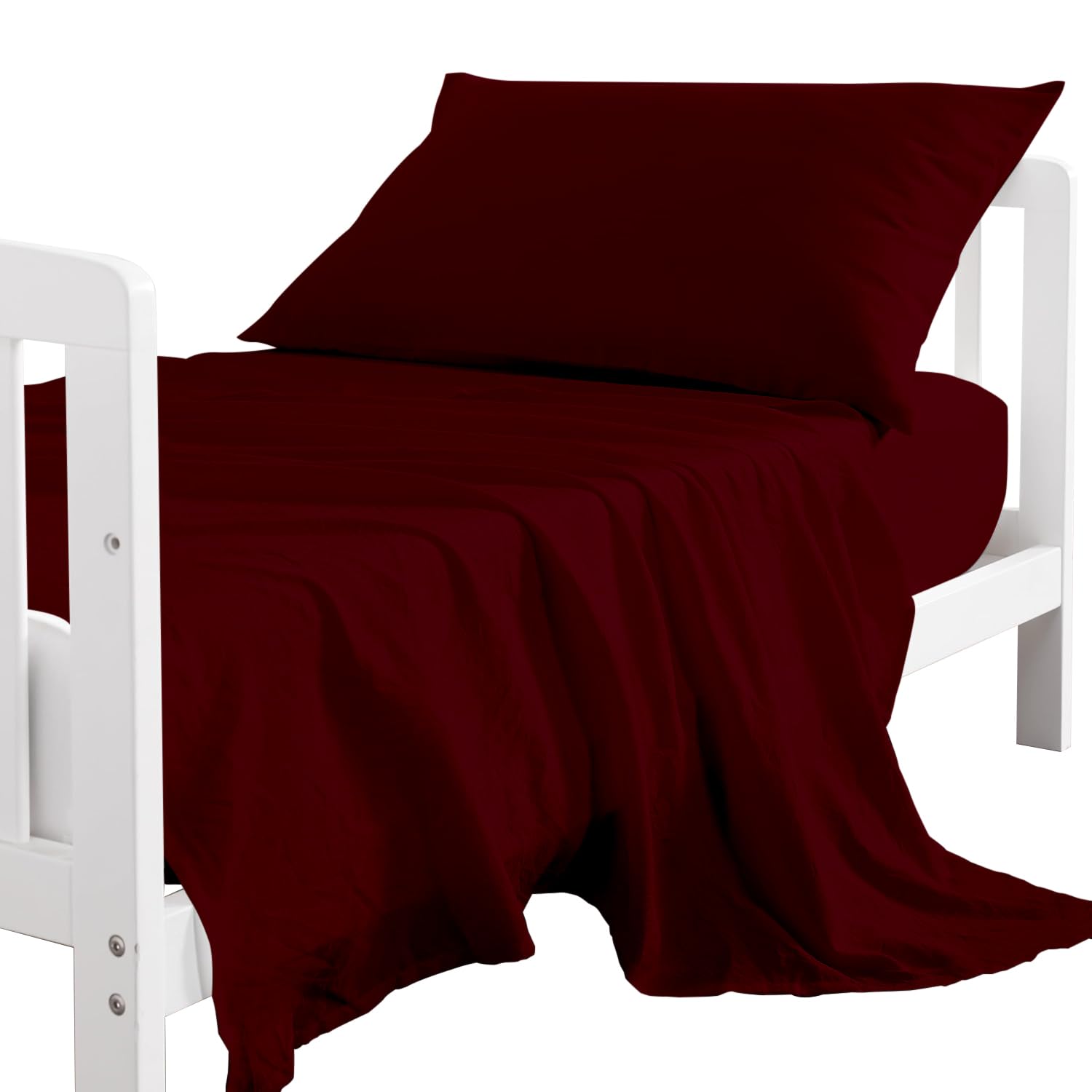 600Tc Egyptian Cotton 3Piecetoddler Sheet Set, Fitted Sheet, Flat Sheet And Envelope Pillowcase,Toddler Bed Set For Boys & Girl