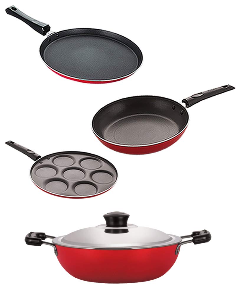 Nirlon NonStick Aluminium Pfoa Free NonToxic Durable Kitchenware Set Of 5 Pieces (26_Ct_Dkdb_Tp_Ft11_Up7)