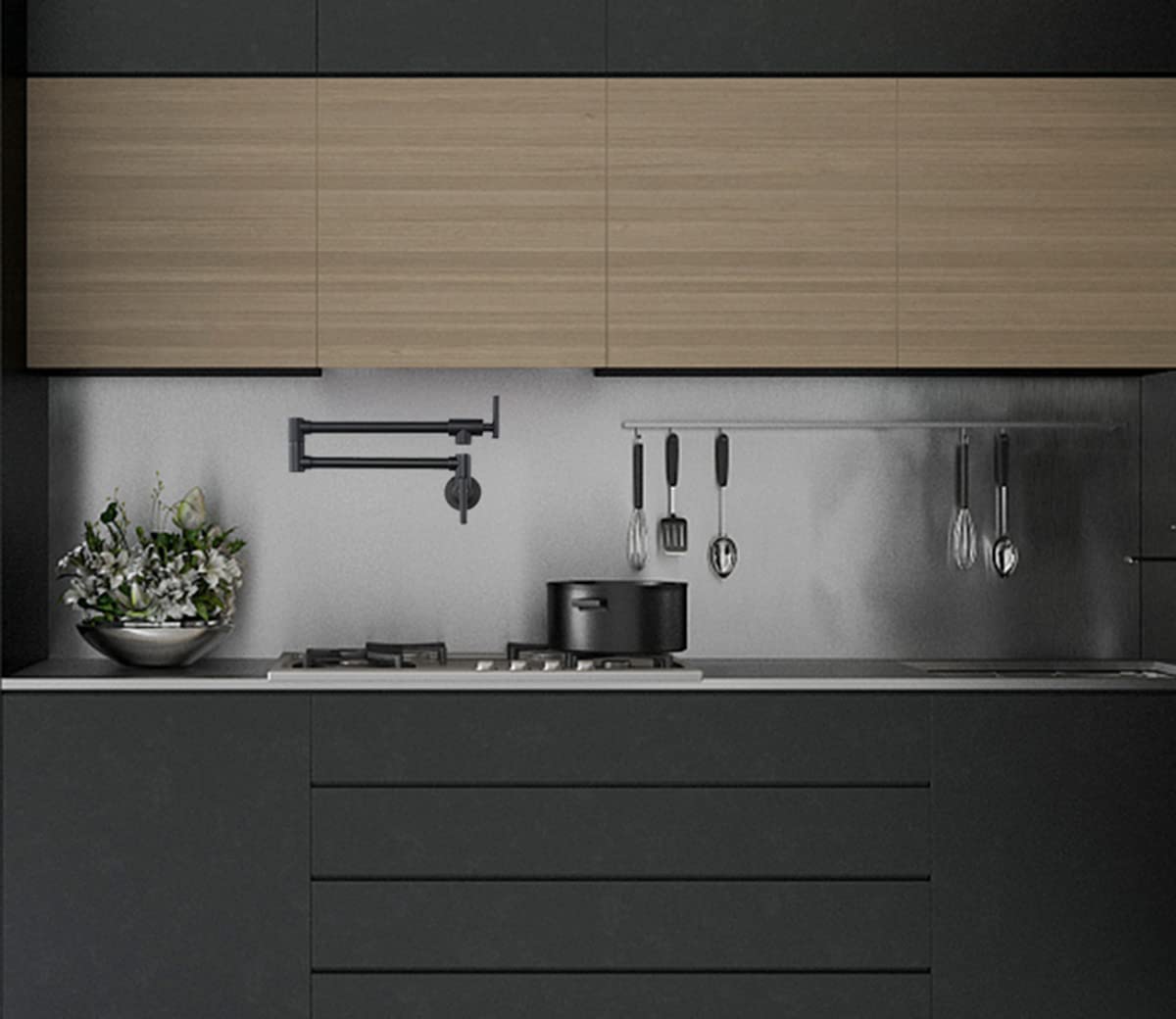 Filter Faucet For Kicten Pot Matte Black Commercial Wall Mount Kitchen Sink Faucet Brass Pot Filler Black Folding Faucet Stainle