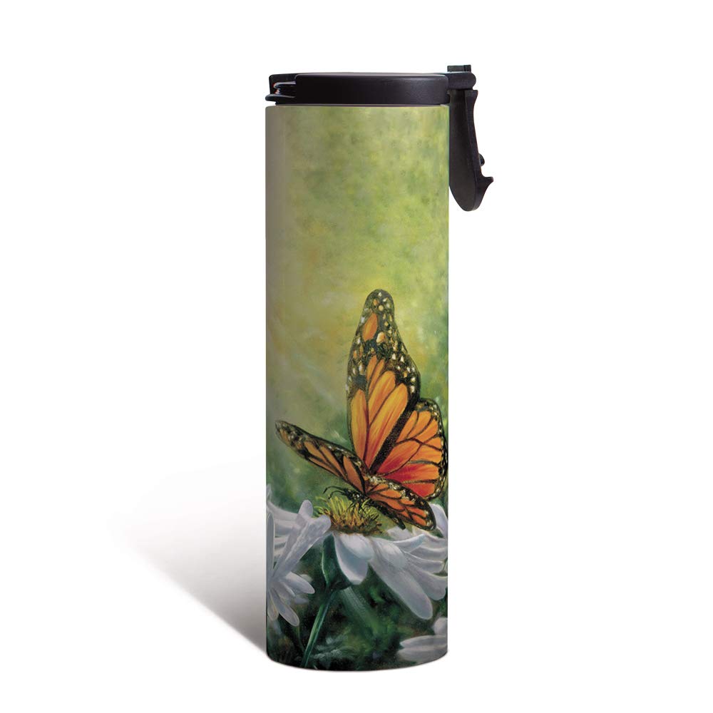 Tree-Free Greetings Barista Tumbler Vacuum Insulated, Stainless Steel Travel Coffee Mug/Cup, 1 Count (Pack Of 1), Monarch Butter