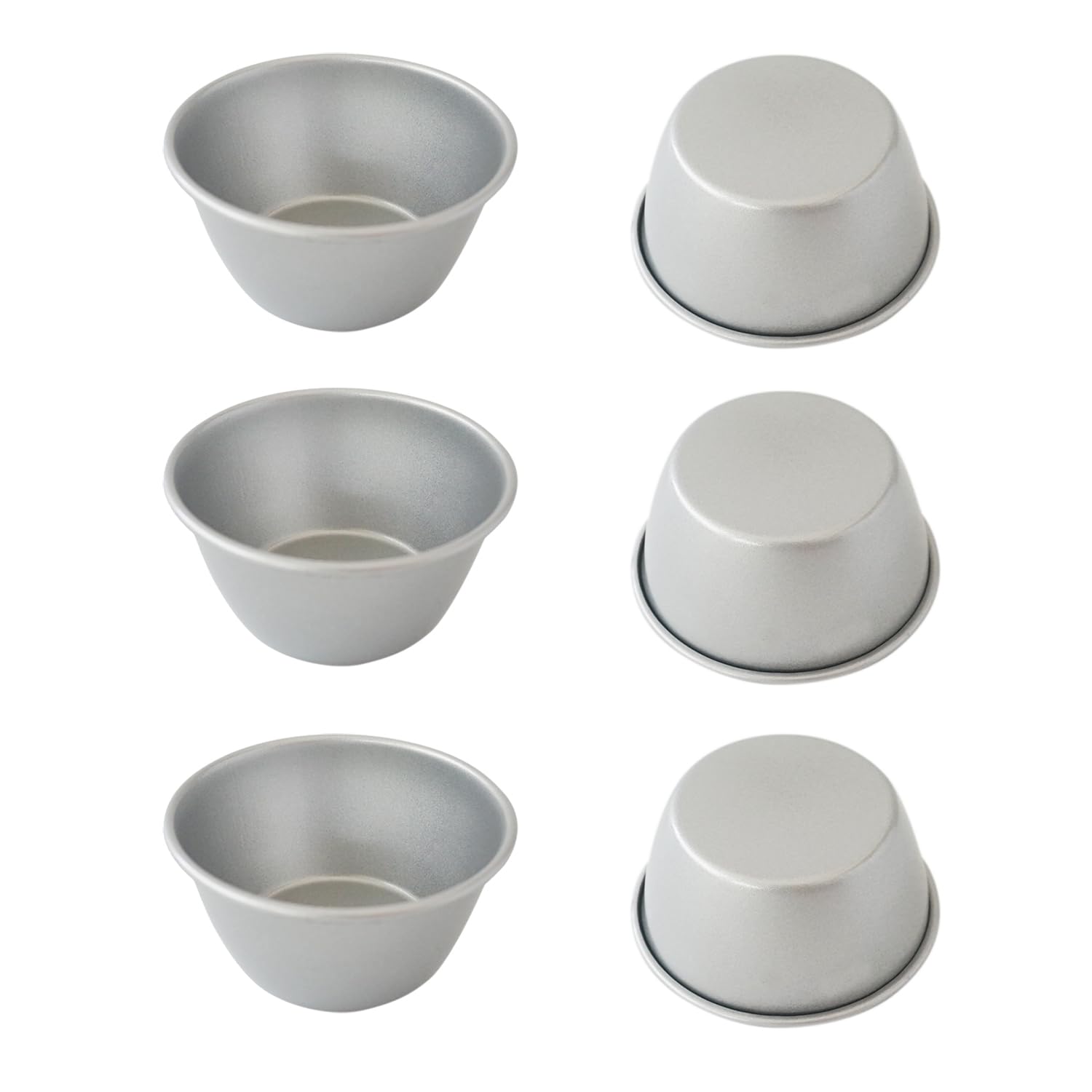 Heluok 3 Inch Metal Pudding Molds, Mini Egg Tart Pan, Round Flan Baking Cup
