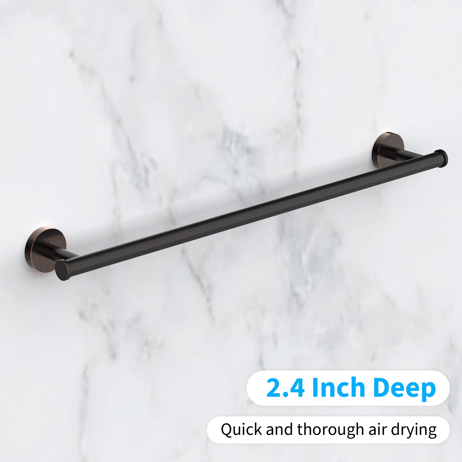 Cilee 2 Pieces Oil Rubbed Bronze Towel Bar Set  Hand Towel Holder Bathroom Hardware Set 24 Inch Towel Racks for Bathroom Stainless Steel Wall Mount