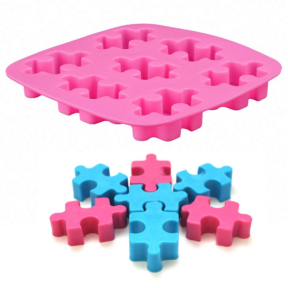 Moldfun 2 Pack Puzzle Piece Silicone Molds For Making Chocolate Candy Gummy Jello Jelly Baking Cake Cookie Mini Soap Resin Wax C