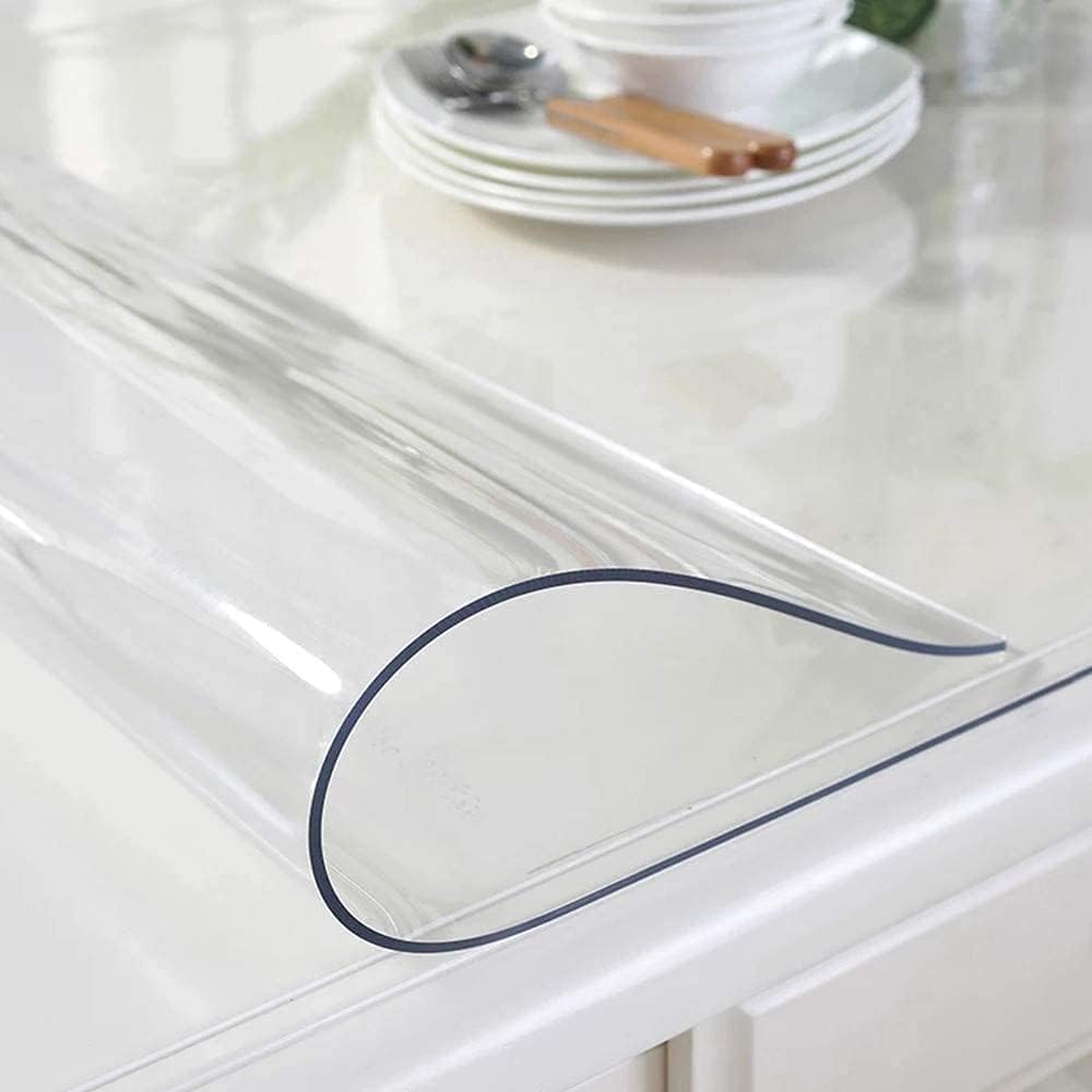 Royhom Clear Table Cover Protector 1.5Mm Thick, 22 X 44 Inch Clear Table Cover Protector, Plastic Table Cover, Pvc Table Top Pro