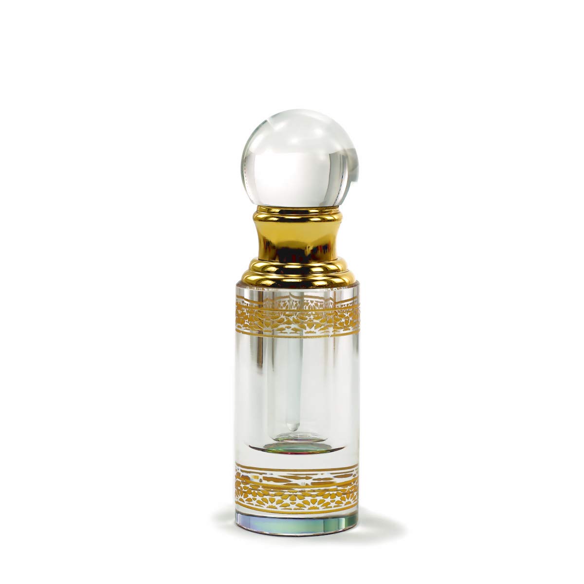 Kechu Tiny Empty Crystal Perfume Bottle Refillable Glass Contianer Round Style 3Ml Golden Gifts