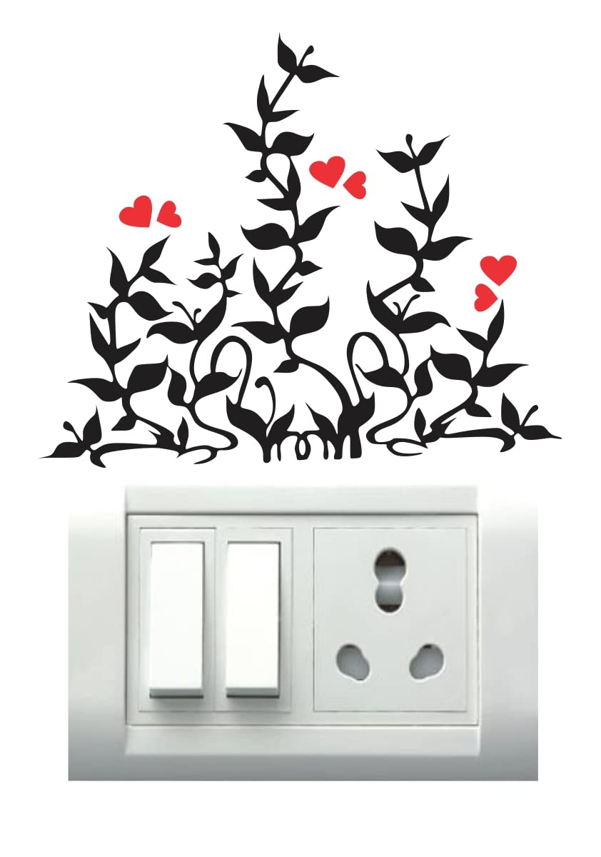 Decor Villa Love Heart Switch Board Sticker Floral Stickers Wall Stickers Light Switch Standard, Multicolour - Pack Of 1 (6 Stic
