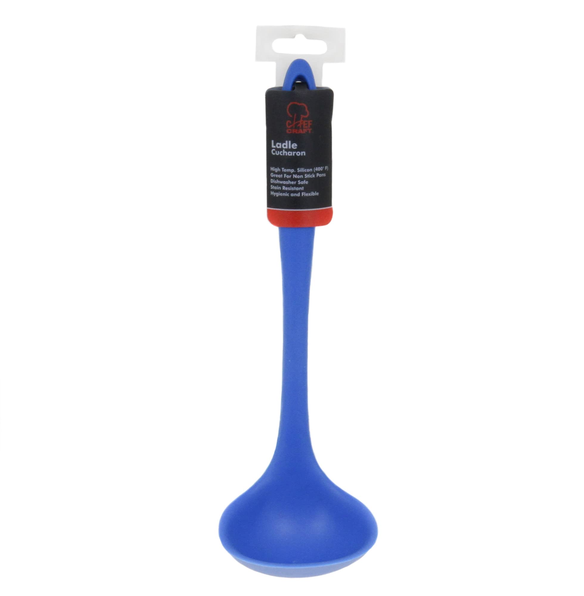 Chef Craft Premium Silicone Cooking Ladle, 11.25 inch, Blue - Durable, Heat-Resistant Kitchen Tool, Model 13460
