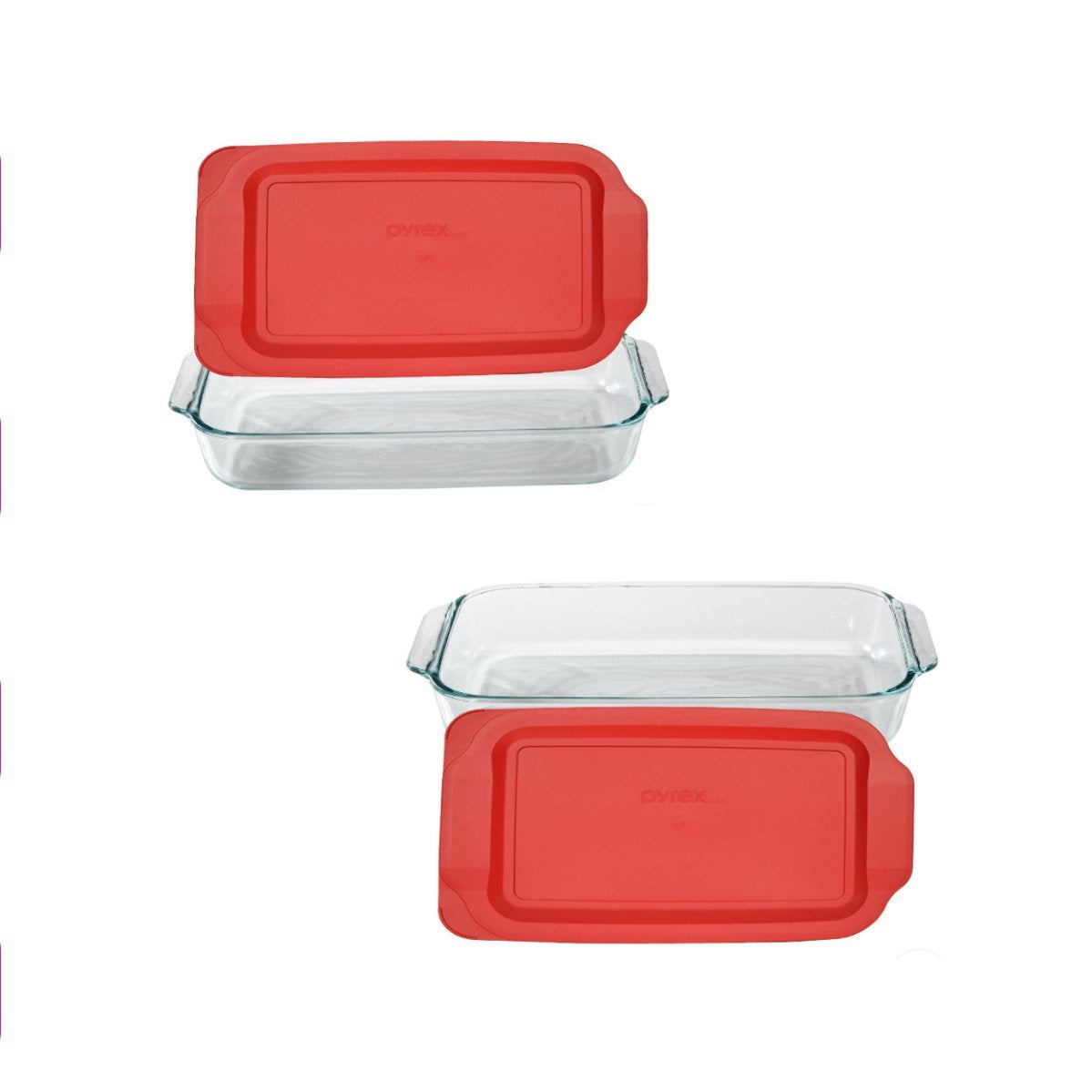 Pyrex SYNCHKG117579 Basics 3-qt Oblong with Red Cover KC12026, 2PK-3QT