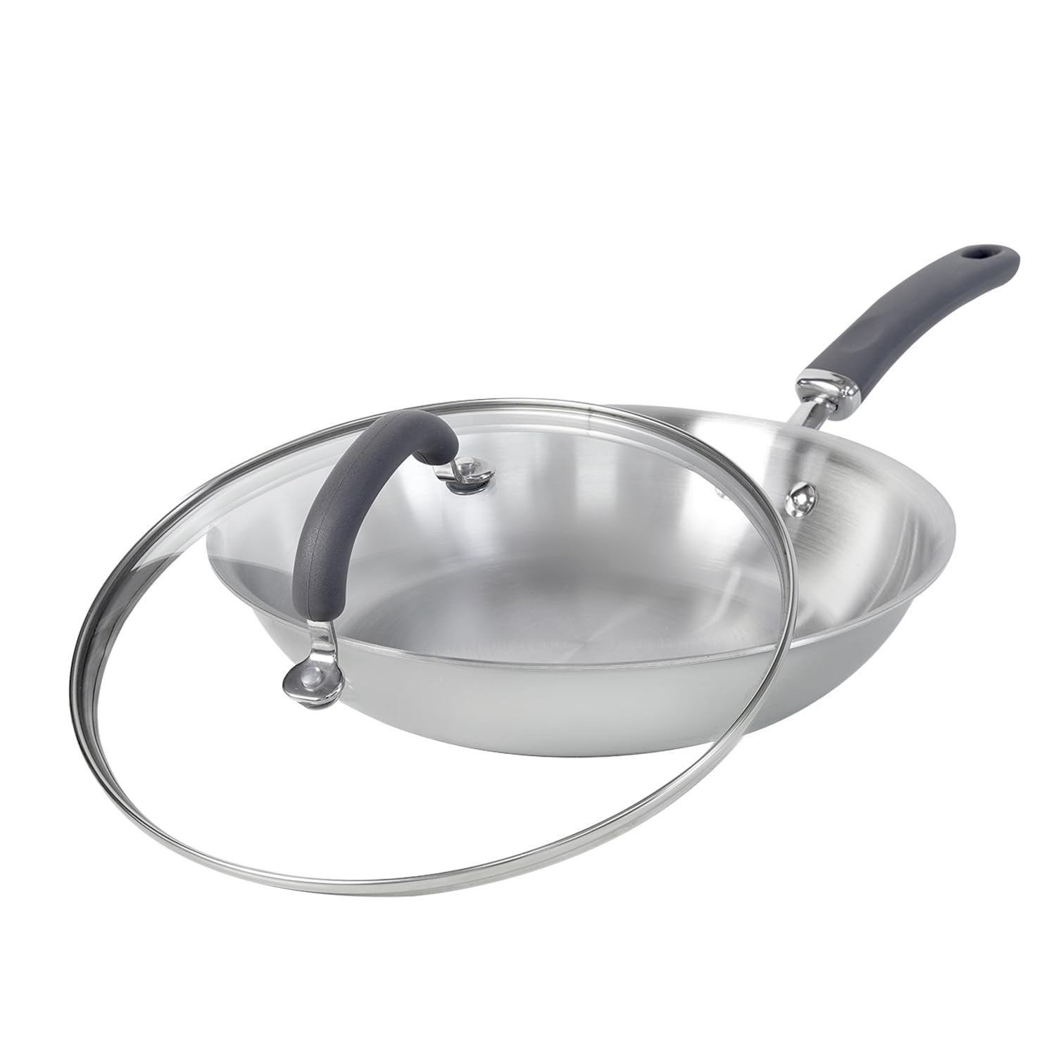Meyer Trivantage Stainless Steel Triply 2 Piece Cookware Set - Frypan + Interchangeable Glass Lid | Frying Pan With Lid | Fry Pa