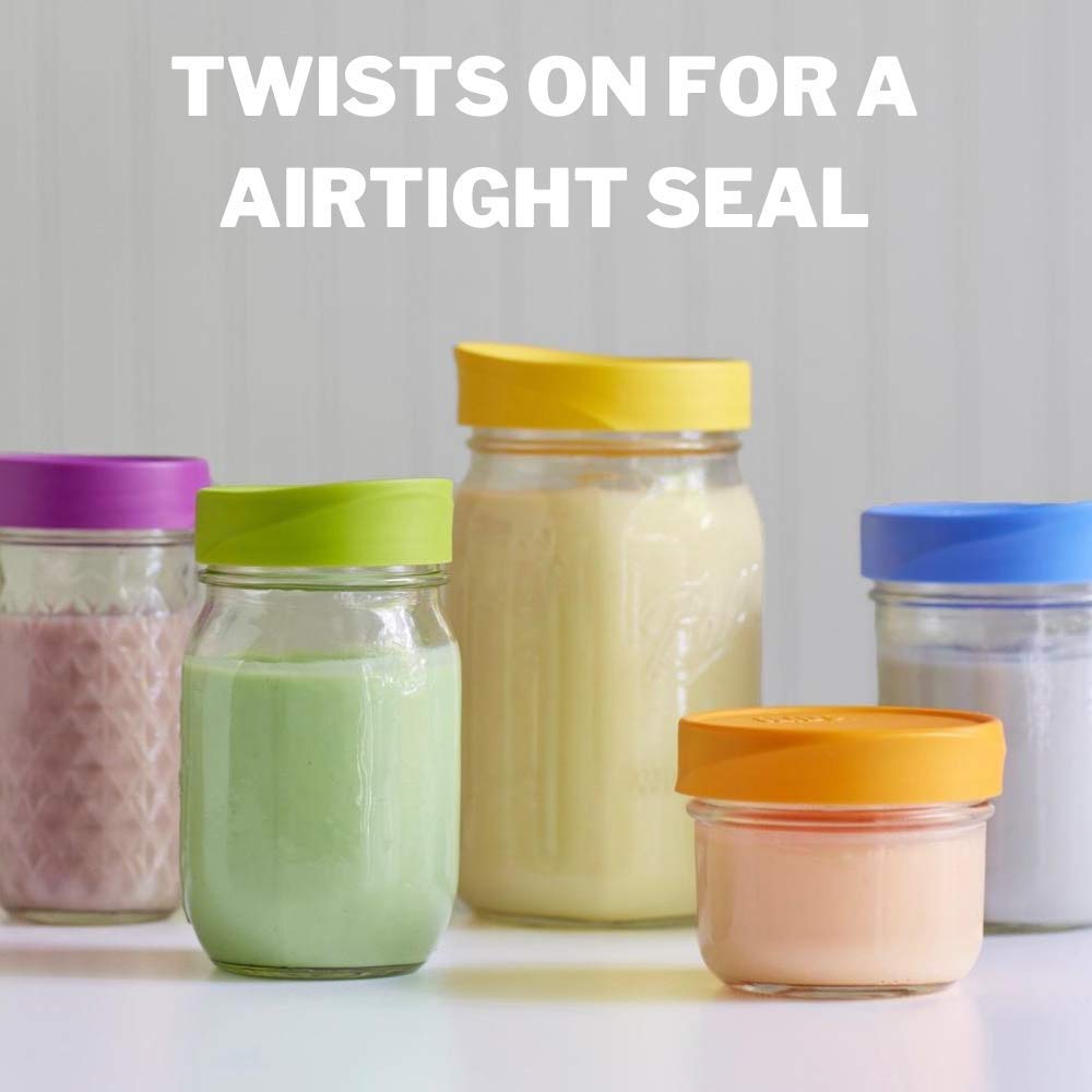 Ilids Mason Jar Storage Lid, Wide Mouth, Classic Colors, Pack Of 6