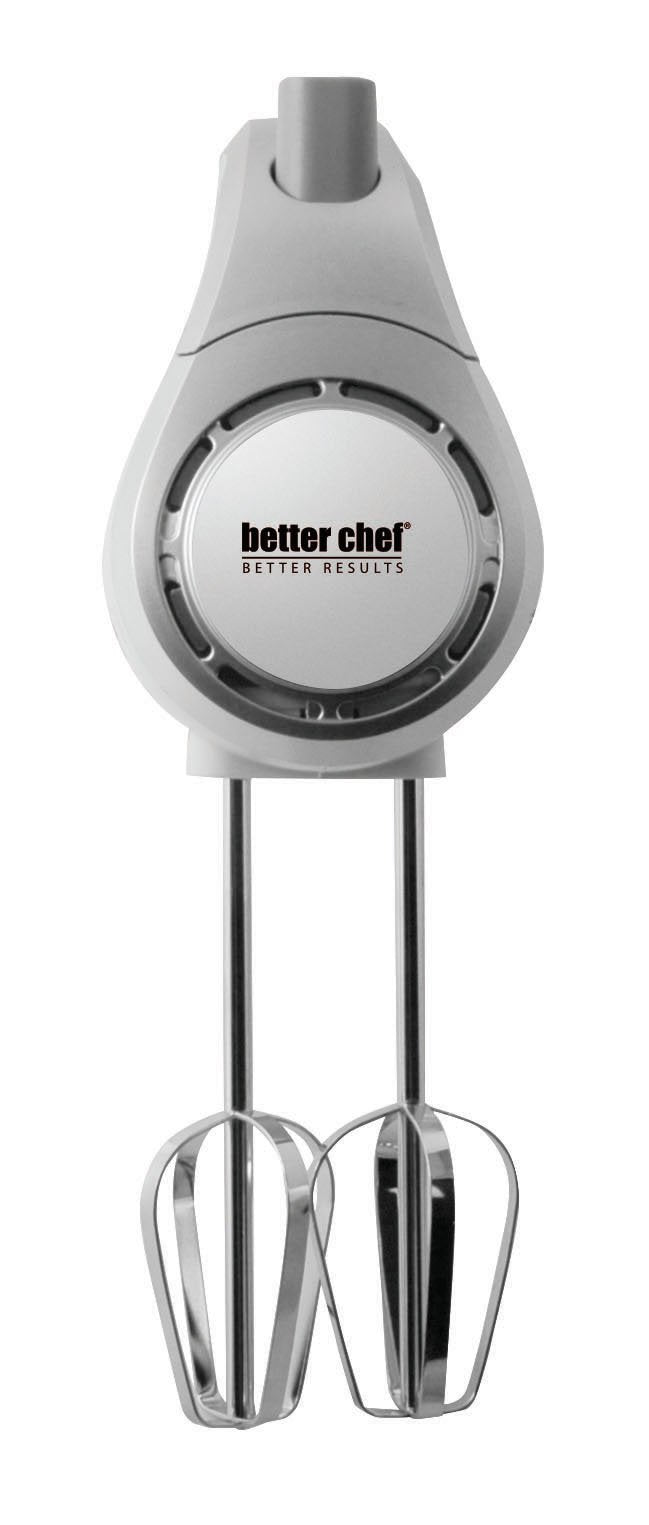 Better Chef Electric Hand Mixer  5-Speed  Stainless Beaters & Hooks  Attachment Holder  150-watt (White)