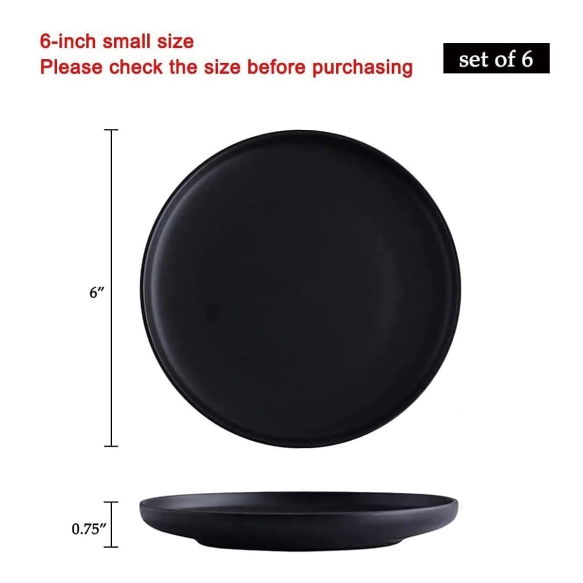 Bonnoces 6 Inches Small Appetizer Plates Matte Porcelain, Elegant Mini Size Round Serving Plates For Dessert, Salad, Snacks, Set