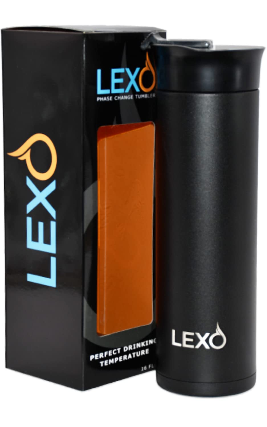Lexo Temperature Regulating Smart Travel Mug - Flip Top Lid (Black, 16. Oz.)