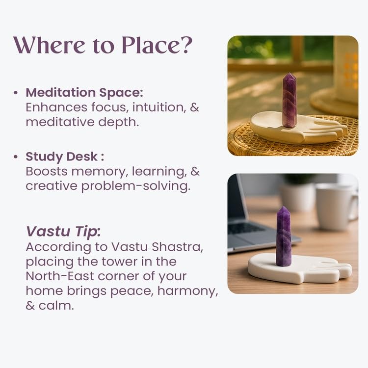 Astrotalk Amethyst Crystal Tower | Natural Amethyst Stone for Study, Healing & Stress Relief | Vastu Items for Home Decor | Office Table Decoration Items | Gift for Man & Woman