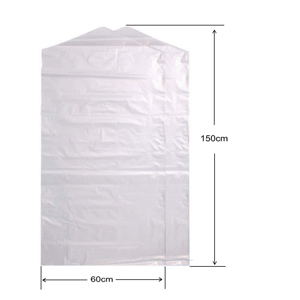 100 Pack Garment Bag Transparent Clothing Dust Cover Storage Bag Suitable For Wedding Dresses Long Skirts Windbreakers Down Jack