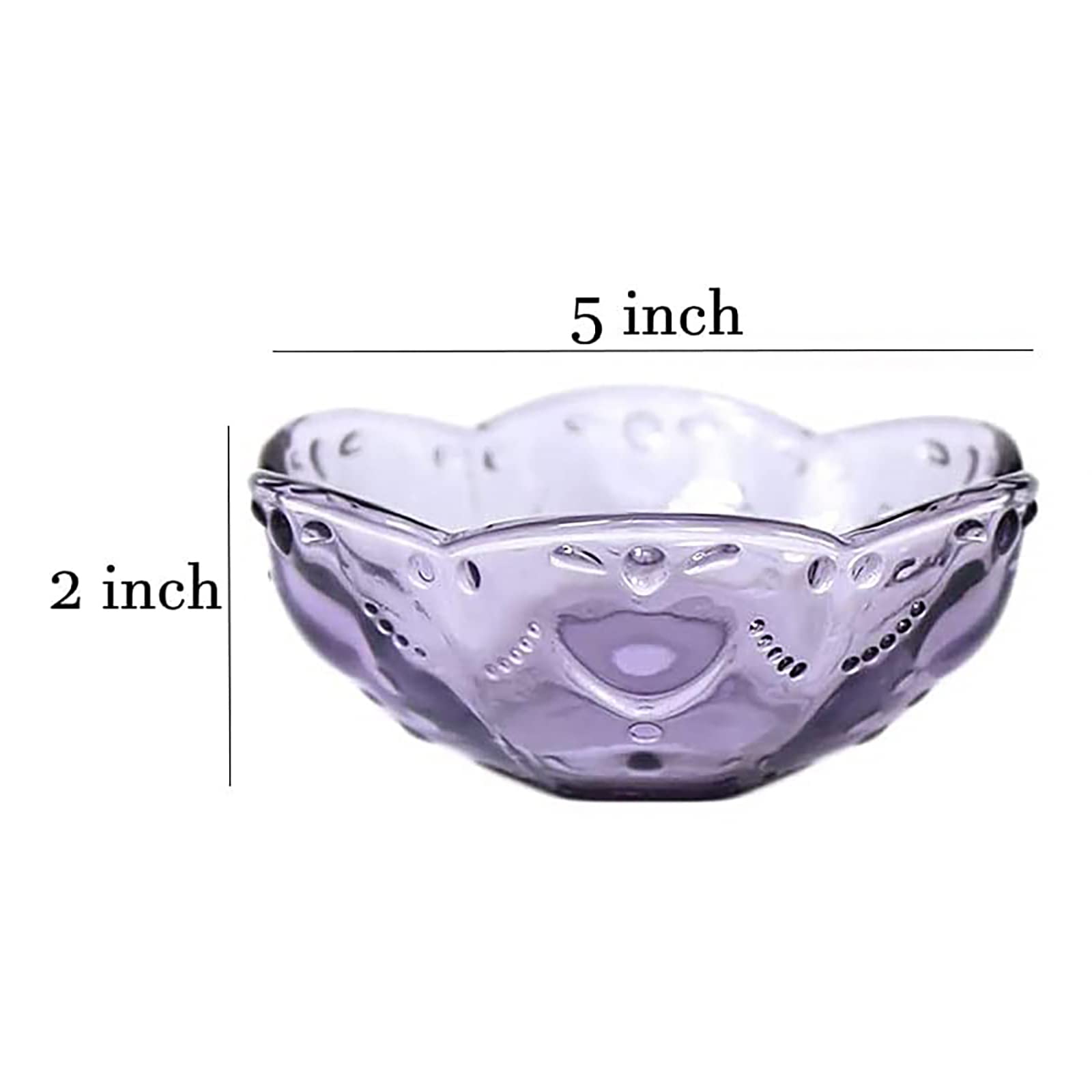 Choold Vintage Romantic Glass Sakura Shape Heart Embossed Dessert Bowl Ice Cream Bowl Dish Bowl Trifle Bowl Salad Bowl 8Oz