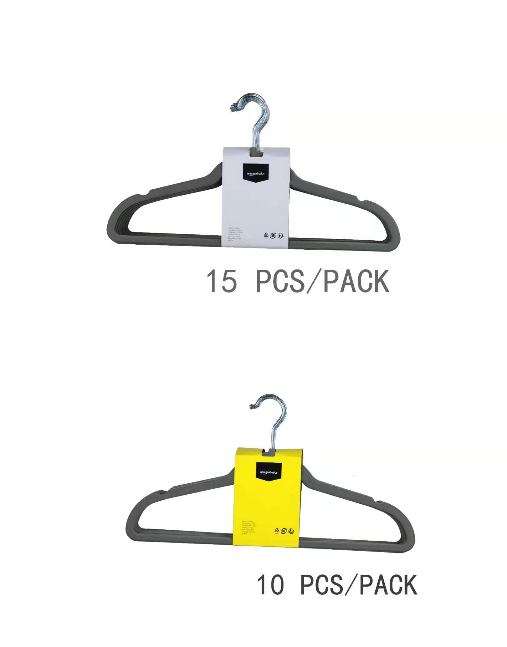 Amazon Basics Slim, Velvet, Non-Slip Suit Clothes Hangers, Gray/Silver - Pack Of 50