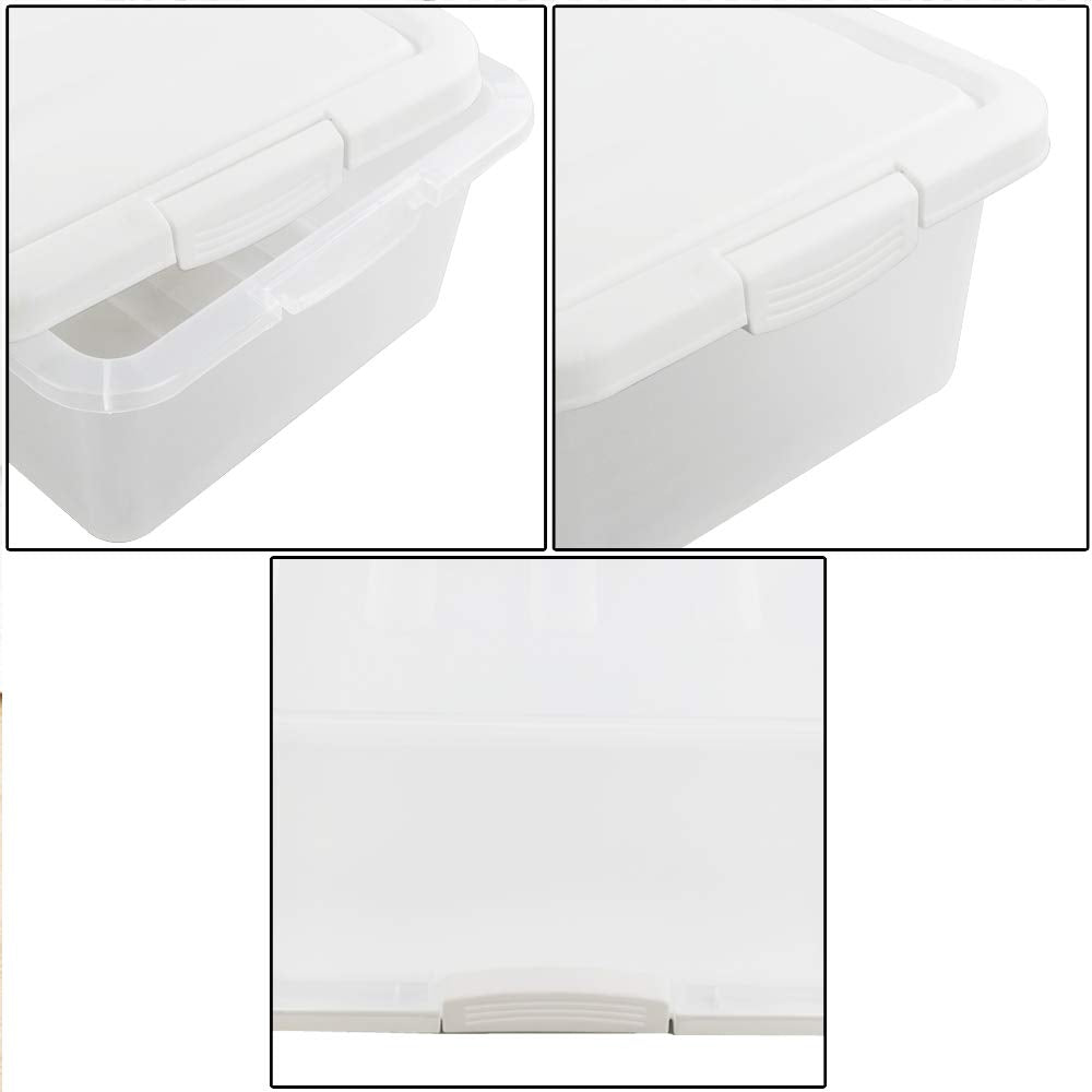 Wekioger Versatile Storage Organizer Plastic Bins With Lids, White 2 Packs, 14 Quart.