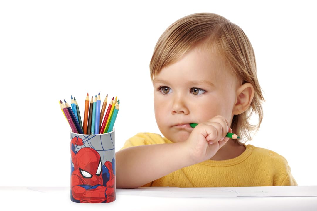 Jay Franco Marvel Spiderman Bathroom Tumbler - Red & Blue Resin Toothbrush/Pencil Holder - Kids Bathroom Accessory