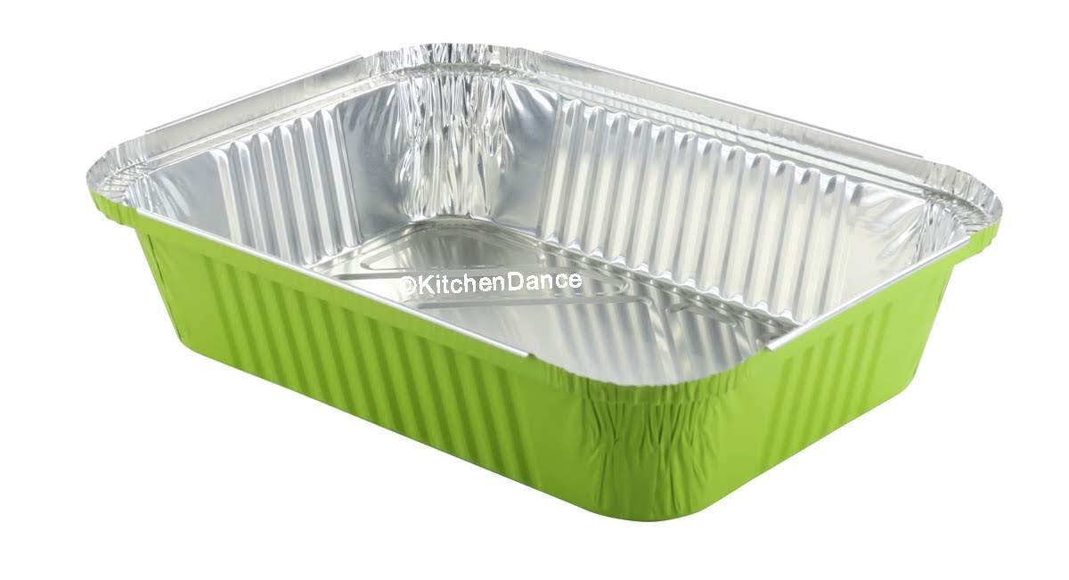 Kitchendance Disposable Colored Aluminum Take Out Pans With Plastic Lid-3.75 Pounds Baking Pan Perfect For Home, Restaurants-Alu