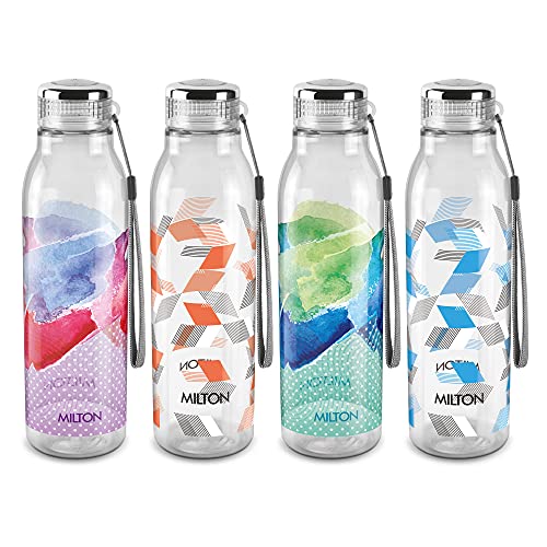 Milton Helix 1000 Pet Water Bottle 1 Litre Each Bpa Free, Leak Proof, Office Bottle Home Kitchen Travel Bottle, Set Of 4, Assort