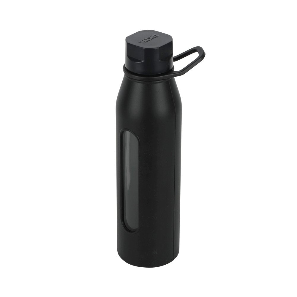 Takeya Glass Water Bottle With Silicone Sleeve And Twist Cap, 22 Ounce, Black