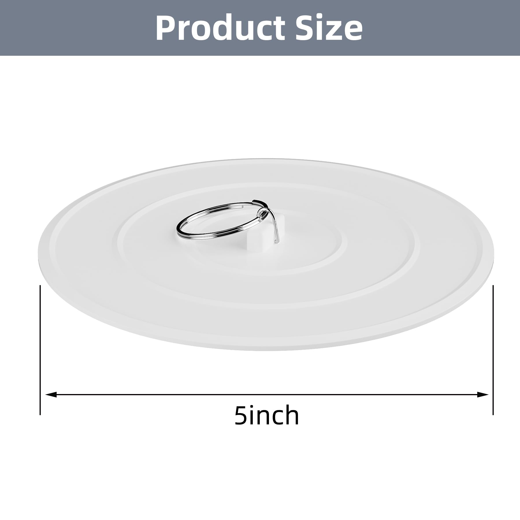 Hibbent 4 Pack Bath Tub Stopper  Flat Suction Sink Stopper Rubber Silicone Shower Drain Bath Plug Stopper for Kitchen  Bathroom and Laundry Sink (White-Grey)