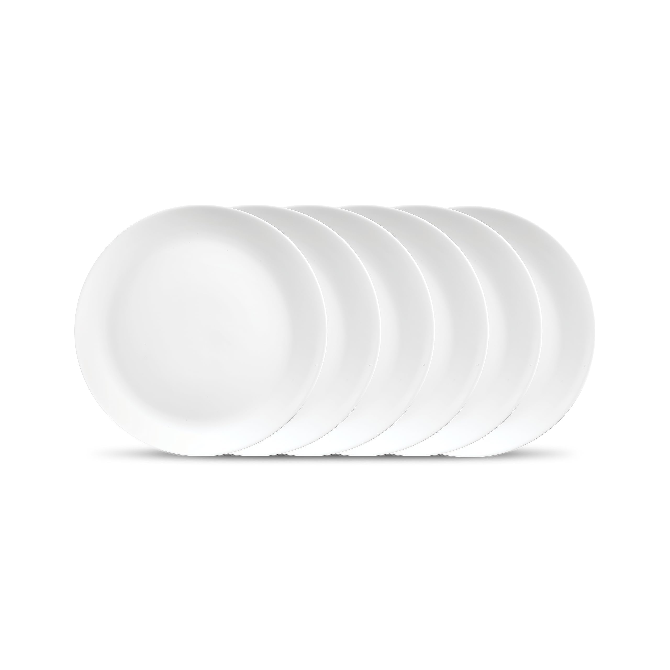 Diva By La Opala, Cosmo Collection, Opal Glass Full Plate Set 11 6 Pcs, Plainware, White