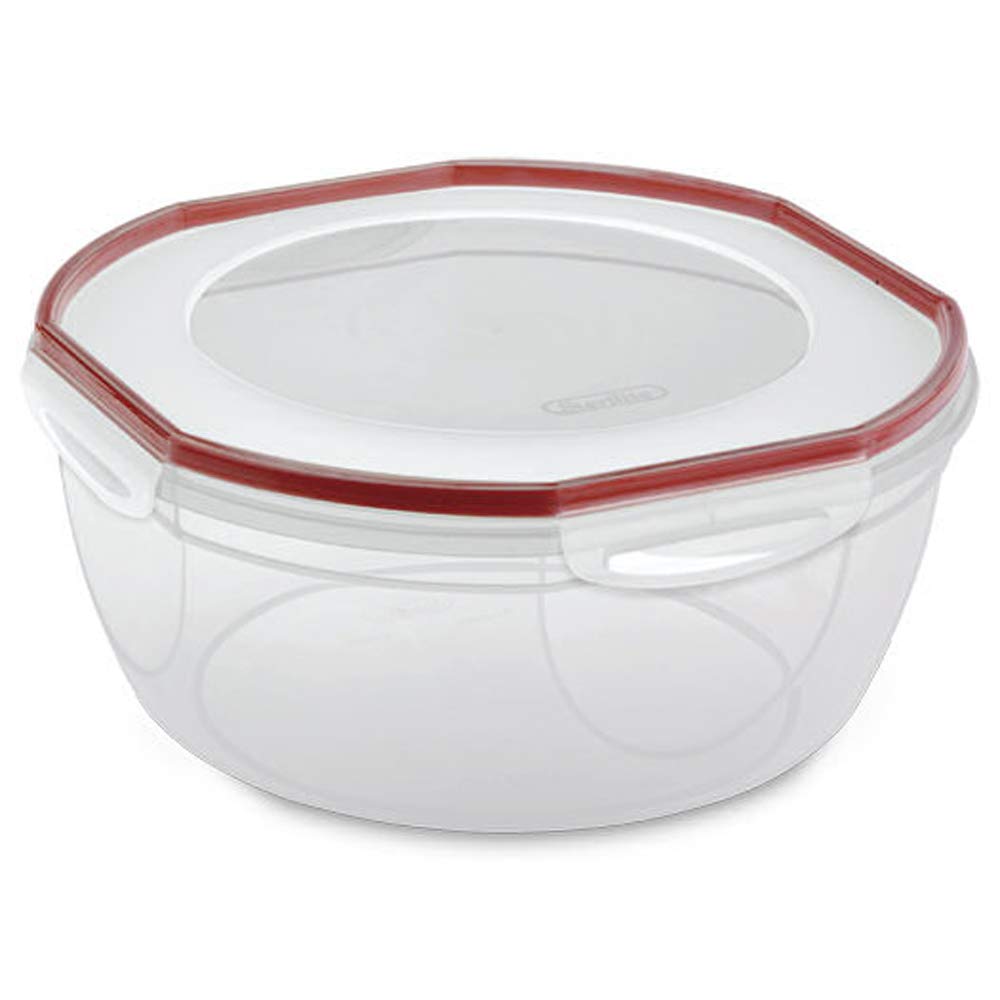 Sterilite Ultra-Seal 8.1 Qt Airtight Food Storage Container, Clear with Red Gasket, 2-Pack, Microwave & Dishwasher Safe