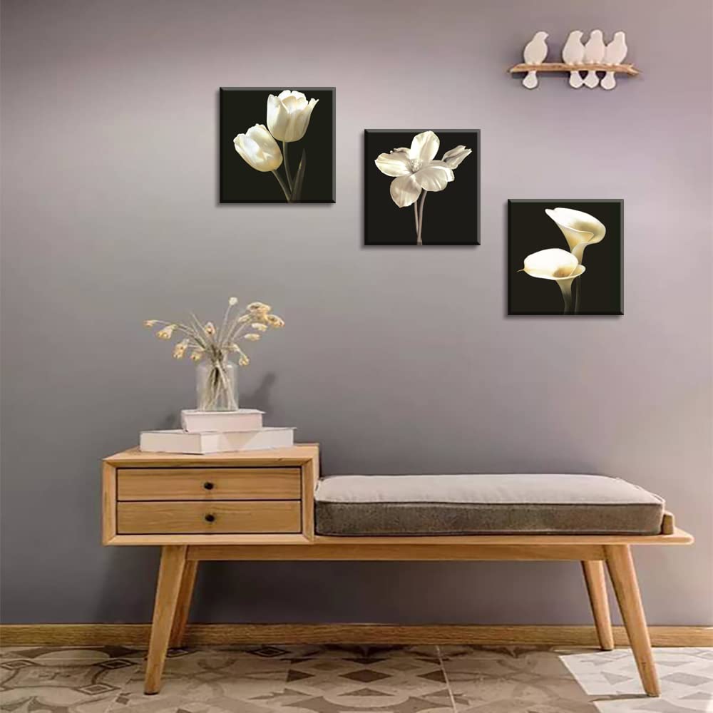 Tekment Flower Wall Decor For Bedroom, Sz Still Life Canvas Art Prints Of White Tulip & Calla Lily Oil Paintings, Elegant Floral