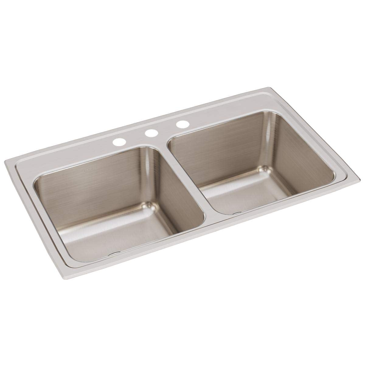 Elkay Lustertone Classic Stainless Steel 33'' x 19-1/2'' x 10-1/8''  Equal Double Bowl Drop-in Sink